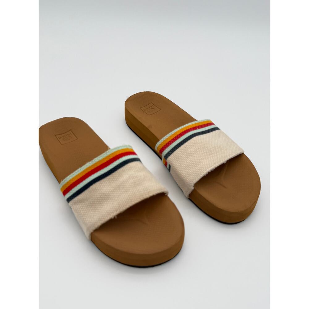 Rip Curl Pool Party Slide Sandals Retro Stripe Canvas Shoes Women’s Sz 9 Y2K